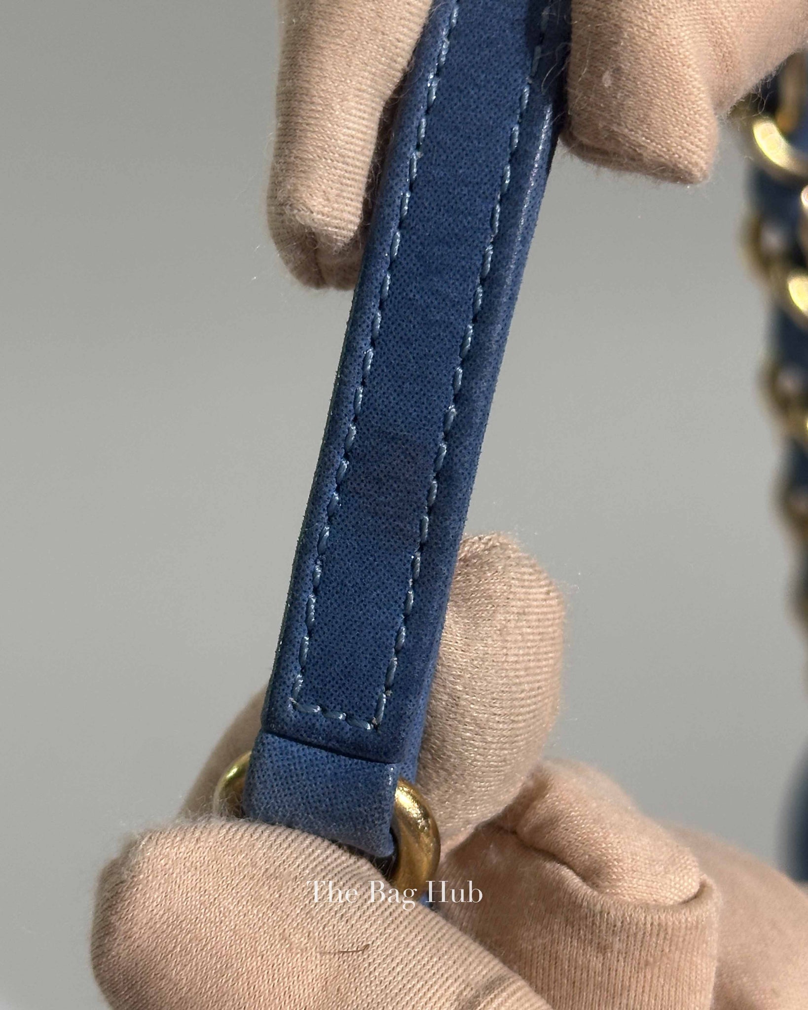 Chanel Blue Quilted Velvet CC Bowling Bag