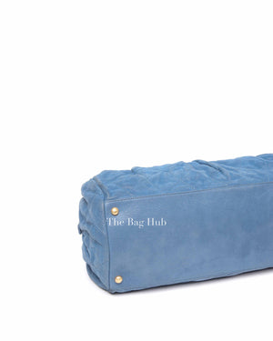 Chanel Blue Quilted Velvet CC Bowling Bag