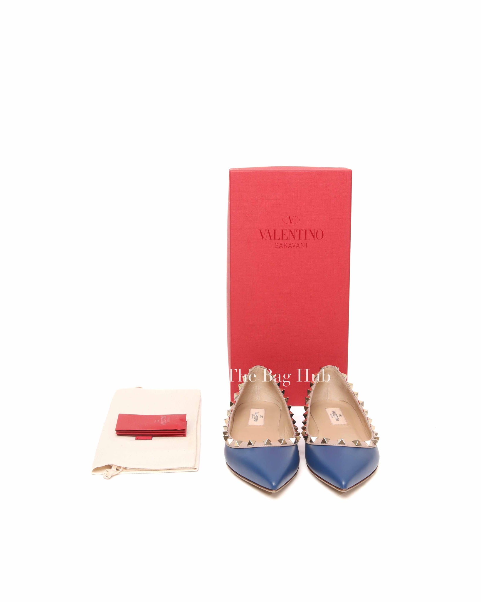 Valentino Indigo Poudre Leather Rockstud Ballerina Flats 36.5