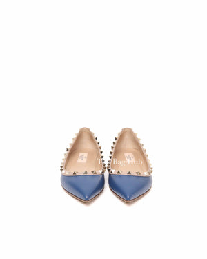 Valentino Indigo Poudre Leather Rockstud Ballerina Flats 36.5