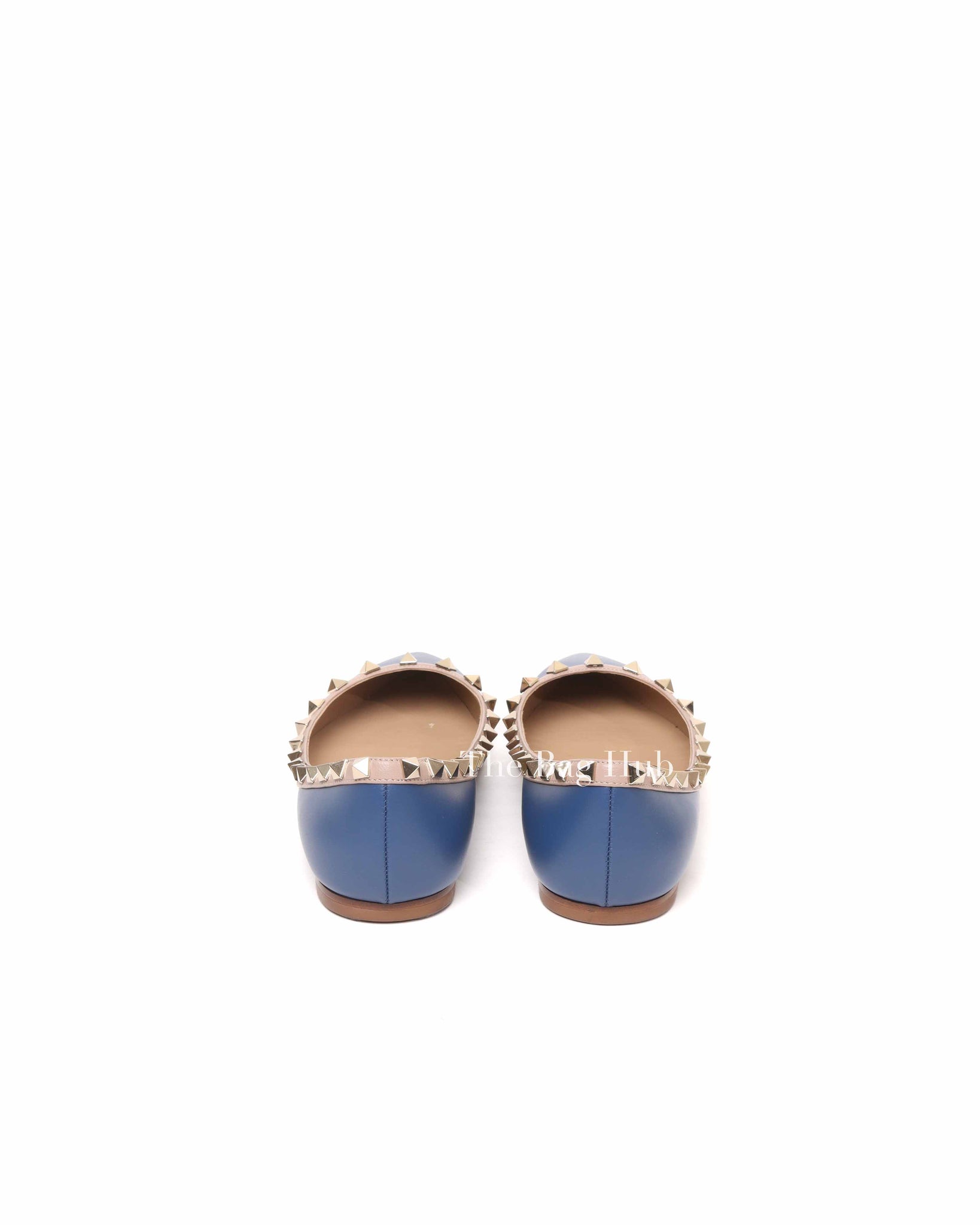 Valentino Indigo Poudre Leather Rockstud Ballerina Flats 36.5