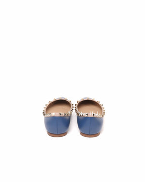 Valentino Indigo Poudre Leather Rockstud Ballerina Flats 36.5
