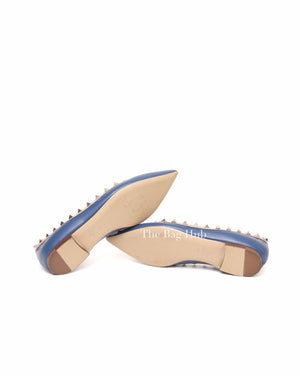 Valentino Indigo Poudre Leather Rockstud Ballerina Flats 36.5