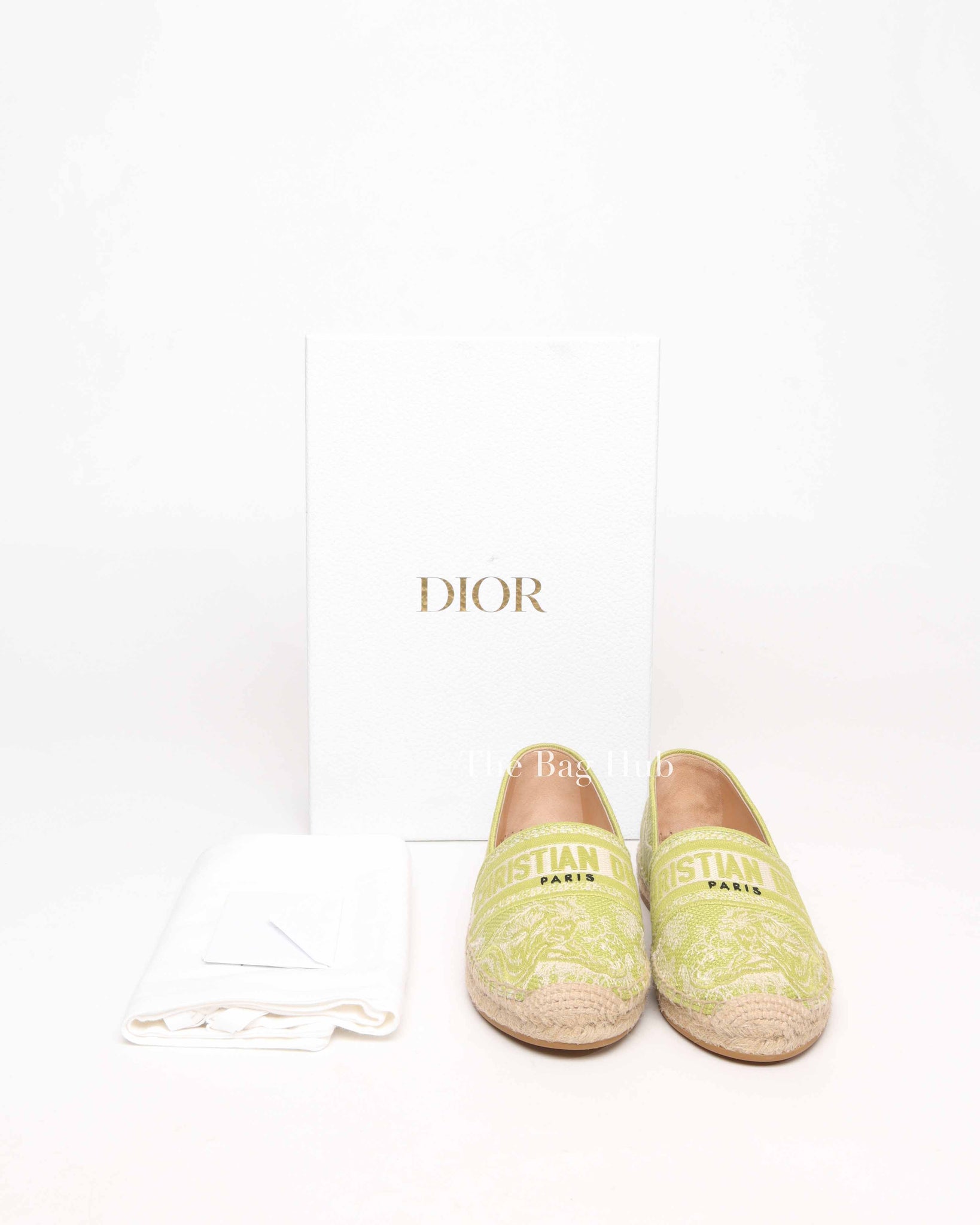 Dior Green Cotton Embroidered Toile De Jouy Dioriviera Granville Espadrille Size 37