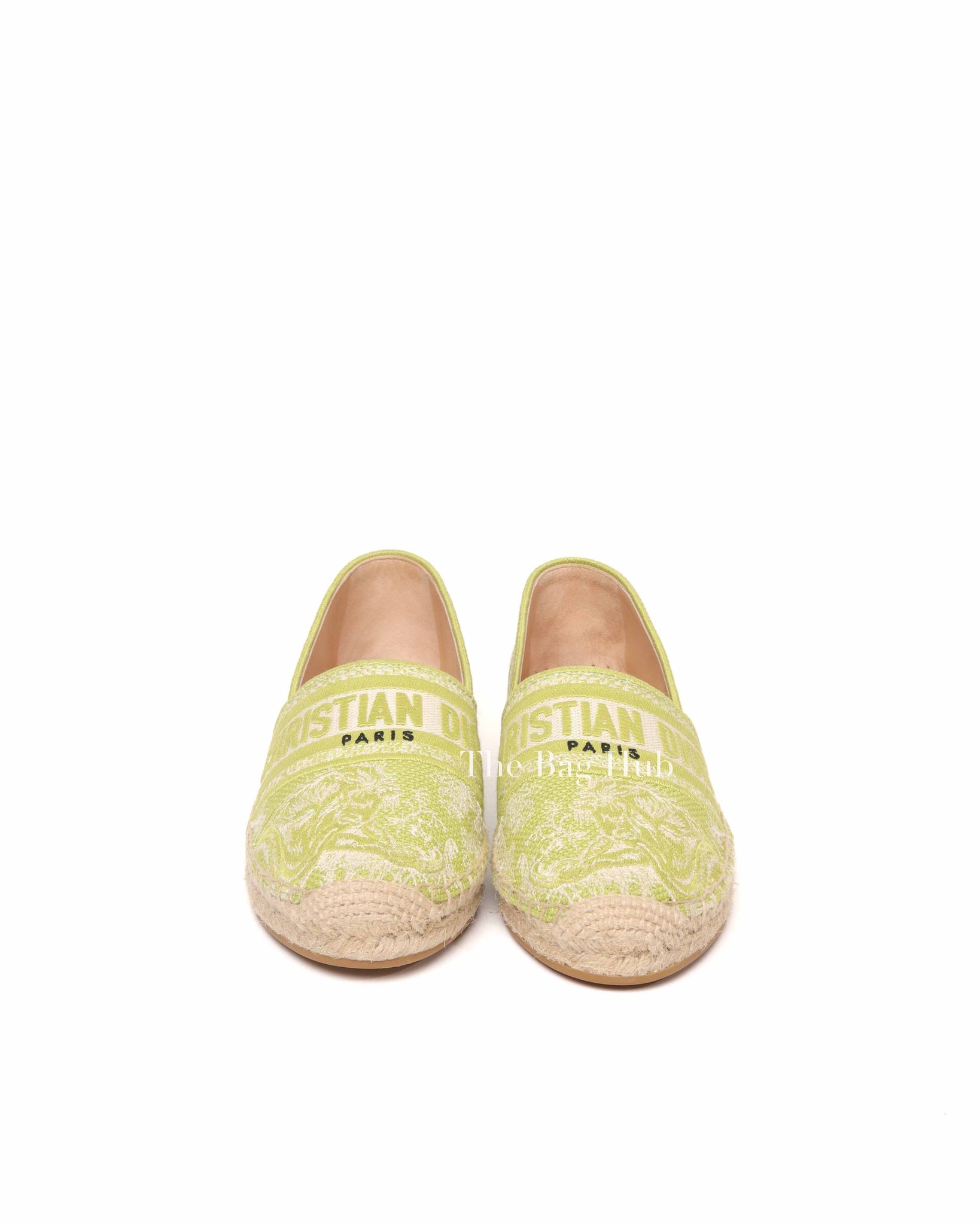 Dior Green Cotton Embroidered Toile De Jouy Dioriviera Granville Espadrille Size 37