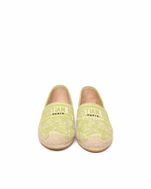 Dior Green Cotton Embroidered Toile De Jouy Dioriviera Granville Espadrille Size 37