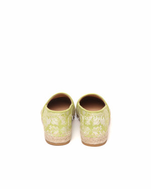 Dior Green Cotton Embroidered Toile De Jouy Dioriviera Granville Espadrille Size 37