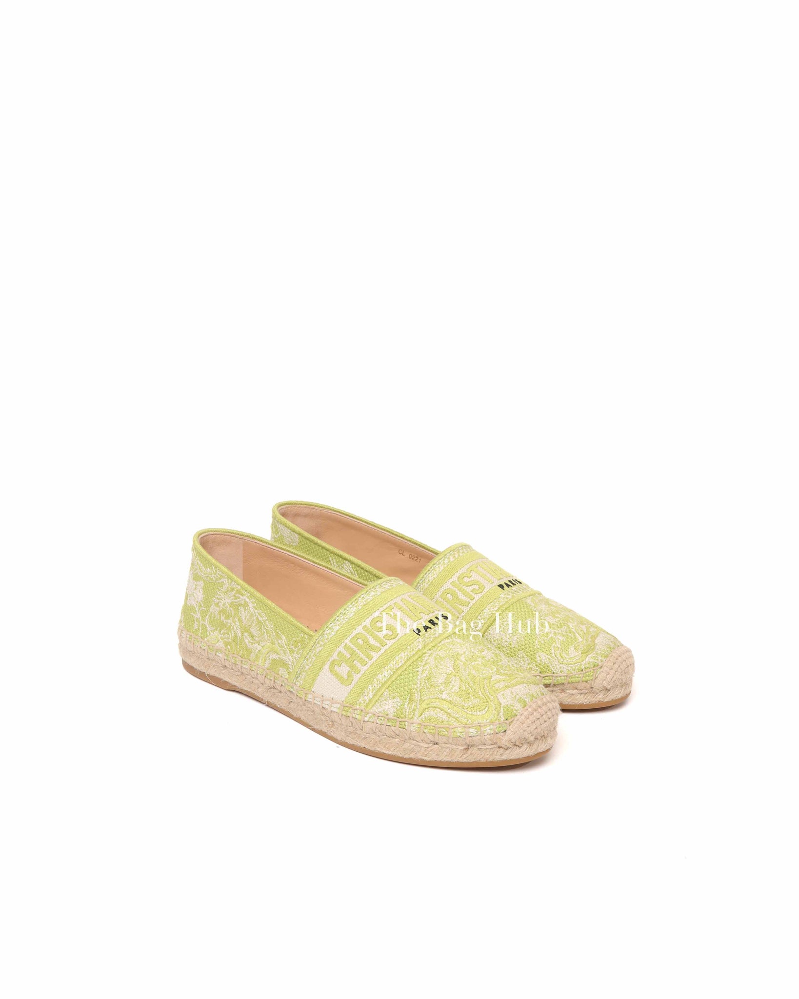 Dior Green Cotton Embroidered Toile De Jouy Dioriviera Granville Espadrille Size 37