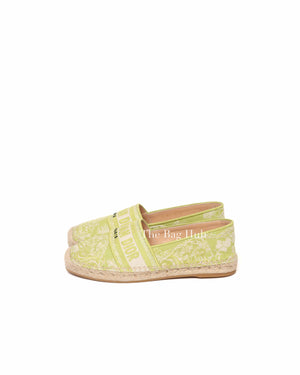 Dior Green Cotton Embroidered Toile De Jouy Dioriviera Granville Espadrille Size 37