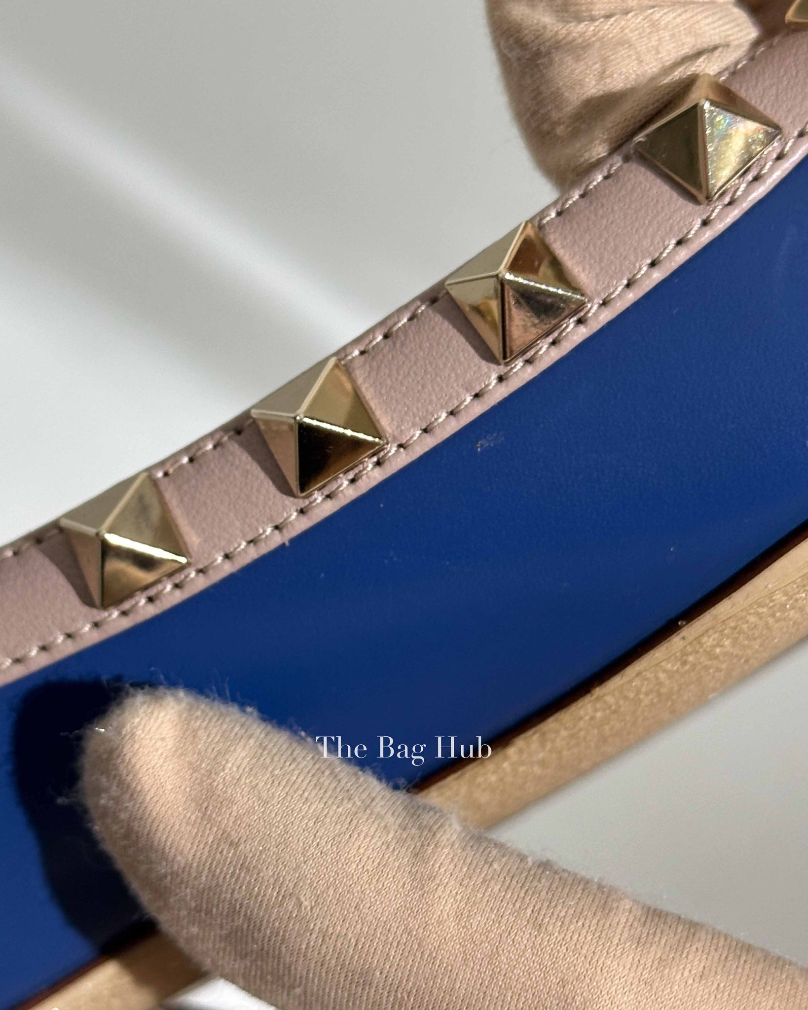 Valentino Indigo Poudre Leather Rockstud Ballerina Flats 36.5