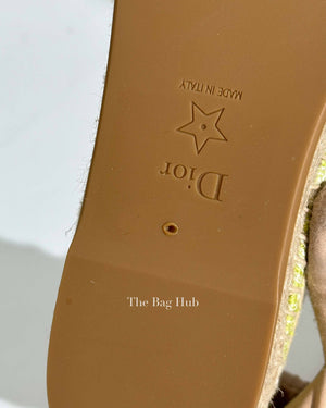 Dior Green Cotton Embroidered Toile De Jouy Dioriviera Granville Espadrille Size 37