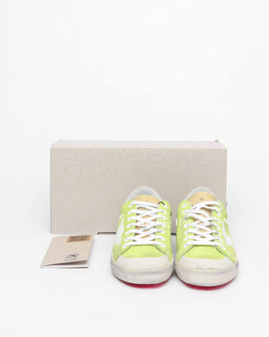 Golden Goose Lime Green/White/Silver SuperStar Classic With Print Star Size 40