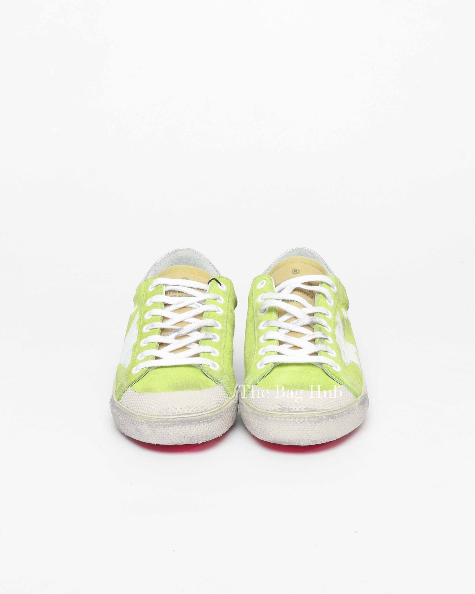 Golden Goose Lime Green/White/Silver SuperStar Classic With Print Star Size 40
