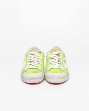 Golden Goose Lime Green/White/Silver SuperStar Classic With Print Star Size 40