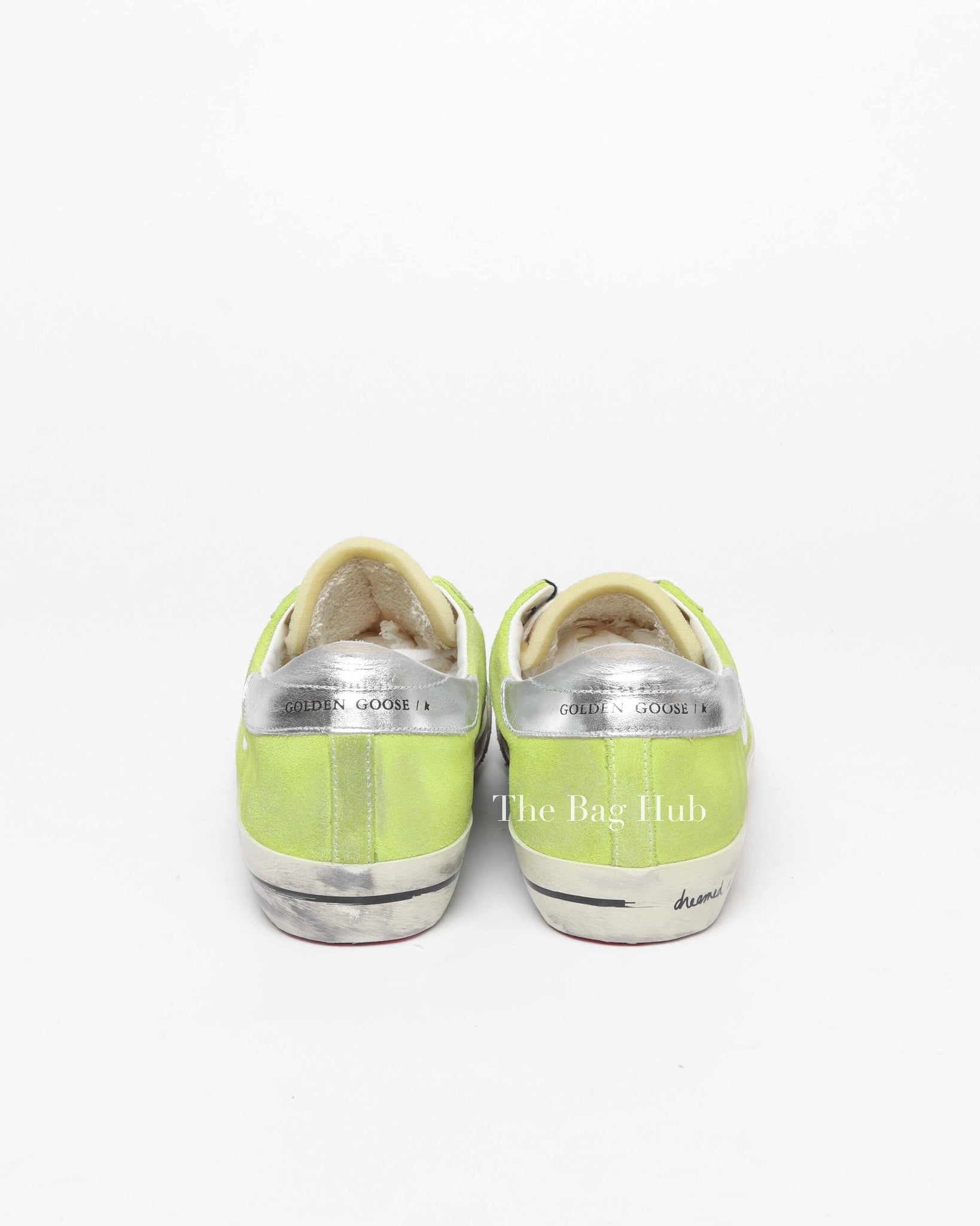 Golden Goose Lime Green/White/Silver SuperStar Classic With Print Star Size 40