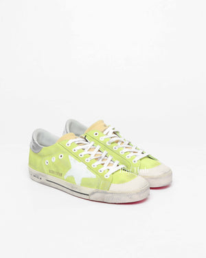 Golden Goose Lime Green/White/Silver SuperStar Classic With Print Star Size 40