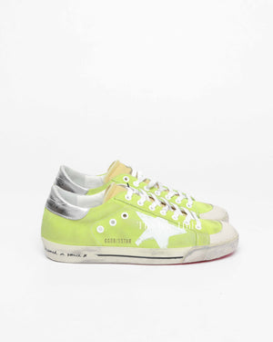 Golden Goose Lime Green/White/Silver SuperStar Classic With Print Star Size 40