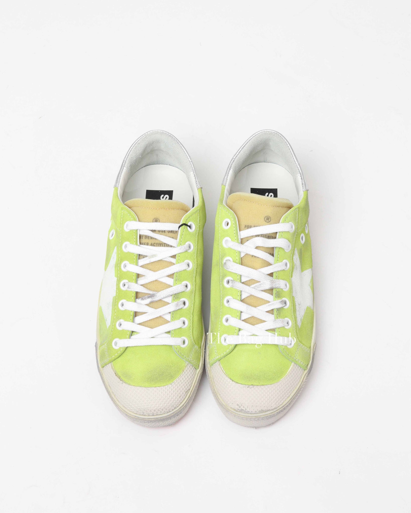 Golden Goose Lime Green/White/Silver SuperStar Classic With Print Star Size 40