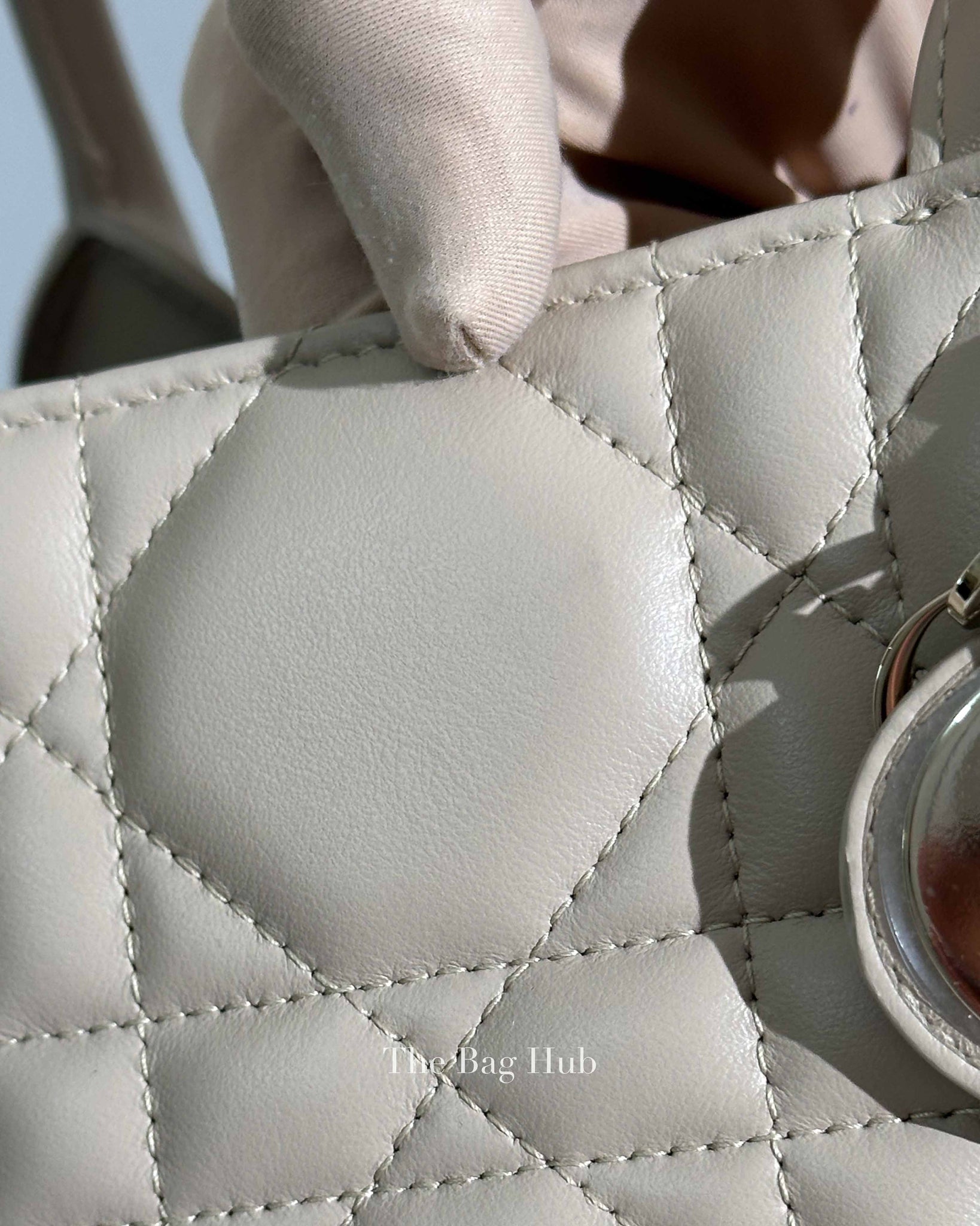 Dior Powder Beige Macrocannage Calfskin Small Book Tote Bag