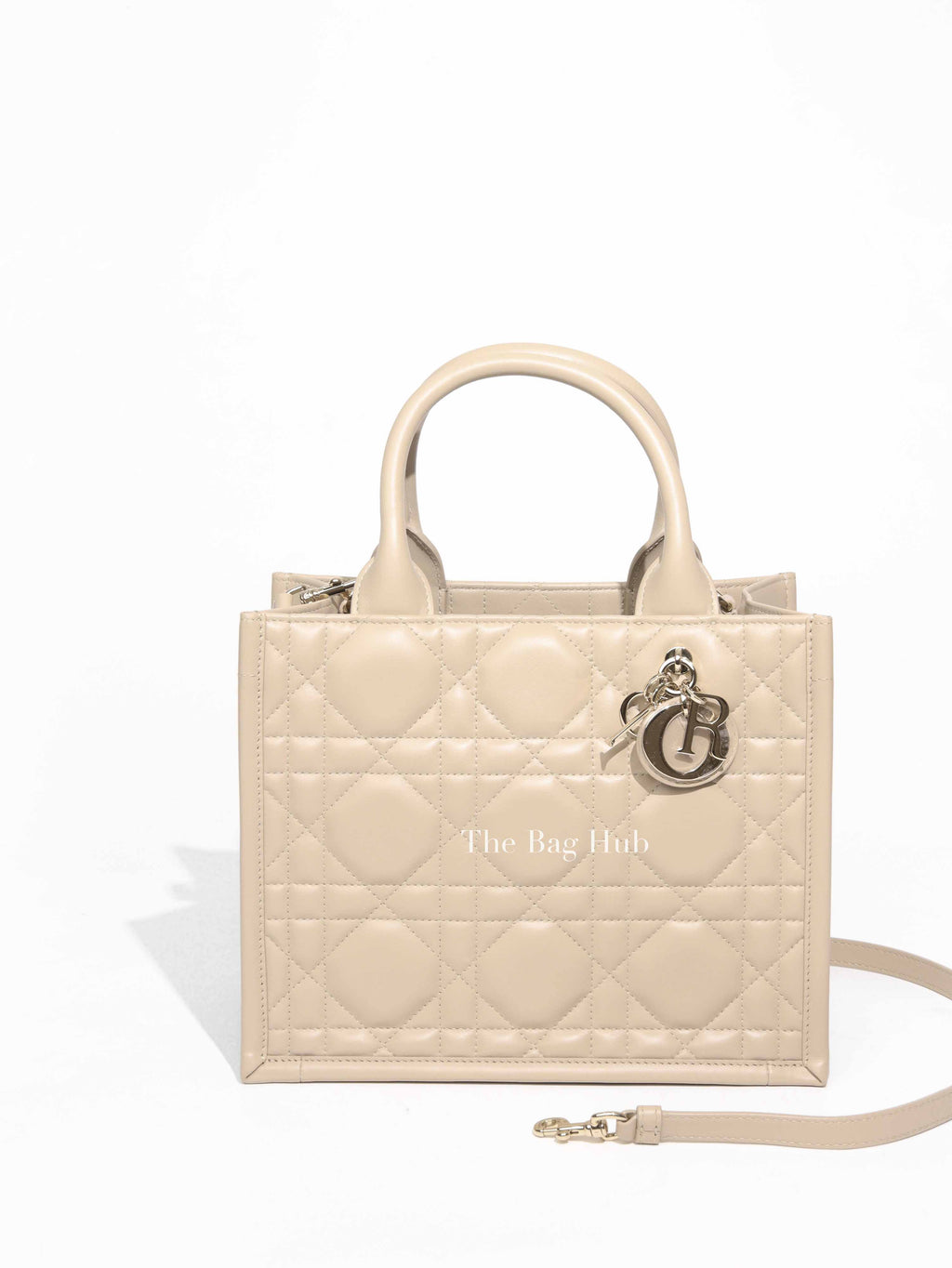 Dior Powder Beige Macrocannage Calfskin Small Book Tote Bag