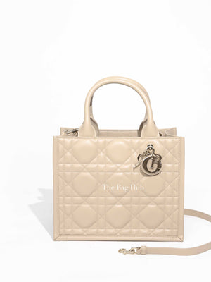 Dior Powder Beige Macrocannage Calfskin Small Book Tote Bag