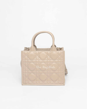 Dior Powder Beige Macrocannage Calfskin Small Book Tote Bag