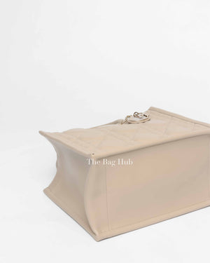 Dior Powder Beige Macrocannage Calfskin Small Book Tote Bag