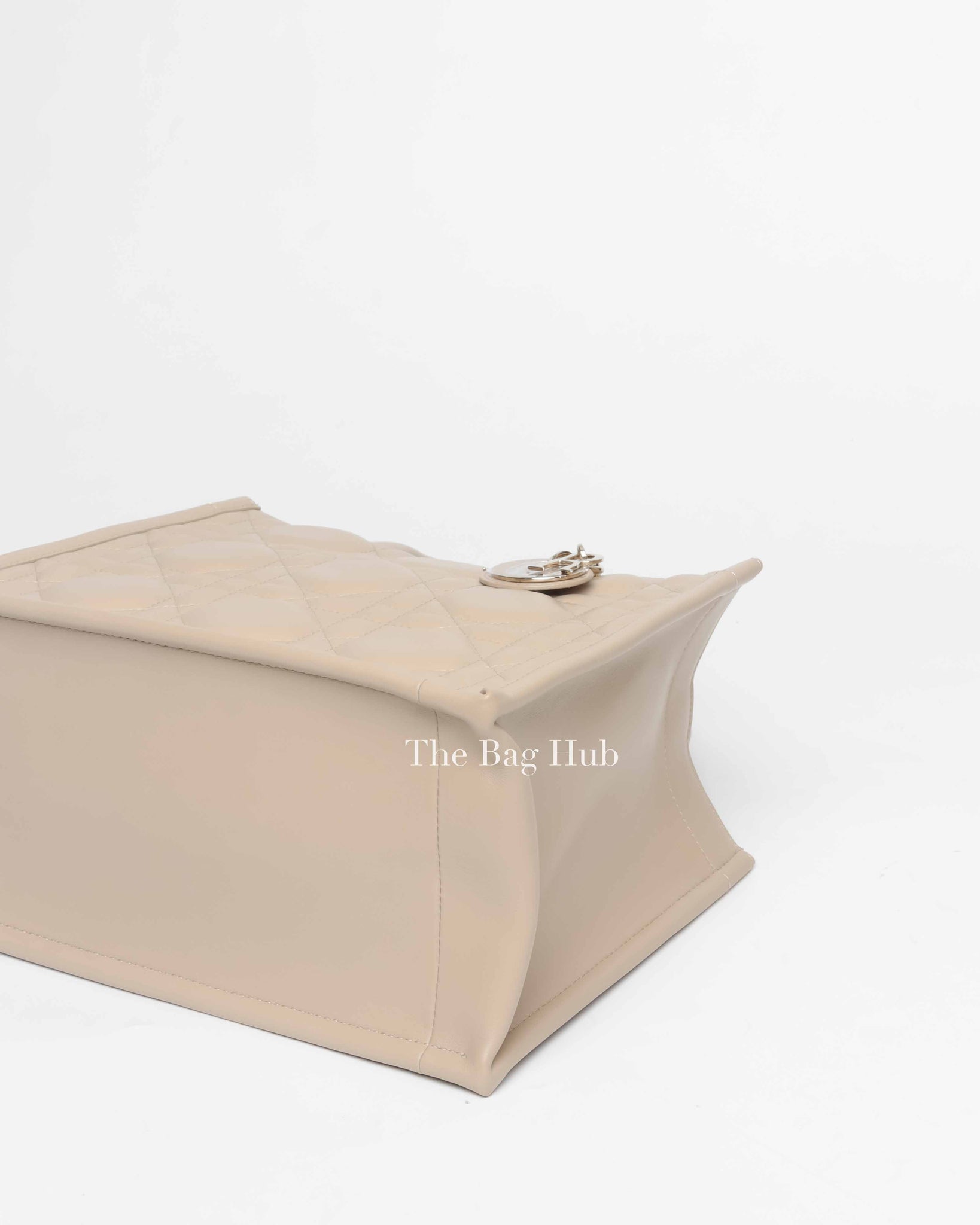 Dior Powder Beige Macrocannage Calfskin Small Book Tote Bag