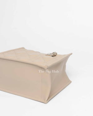 Dior Powder Beige Macrocannage Calfskin Small Book Tote Bag