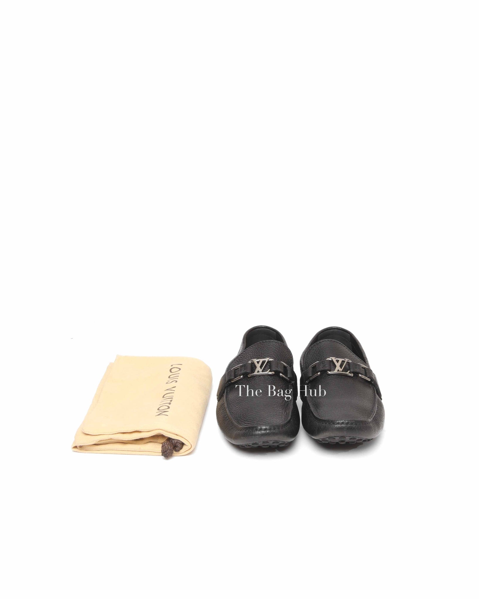 Louis Vuitton Black Leather Hockenheim Slip On Loafers Size 6.5
