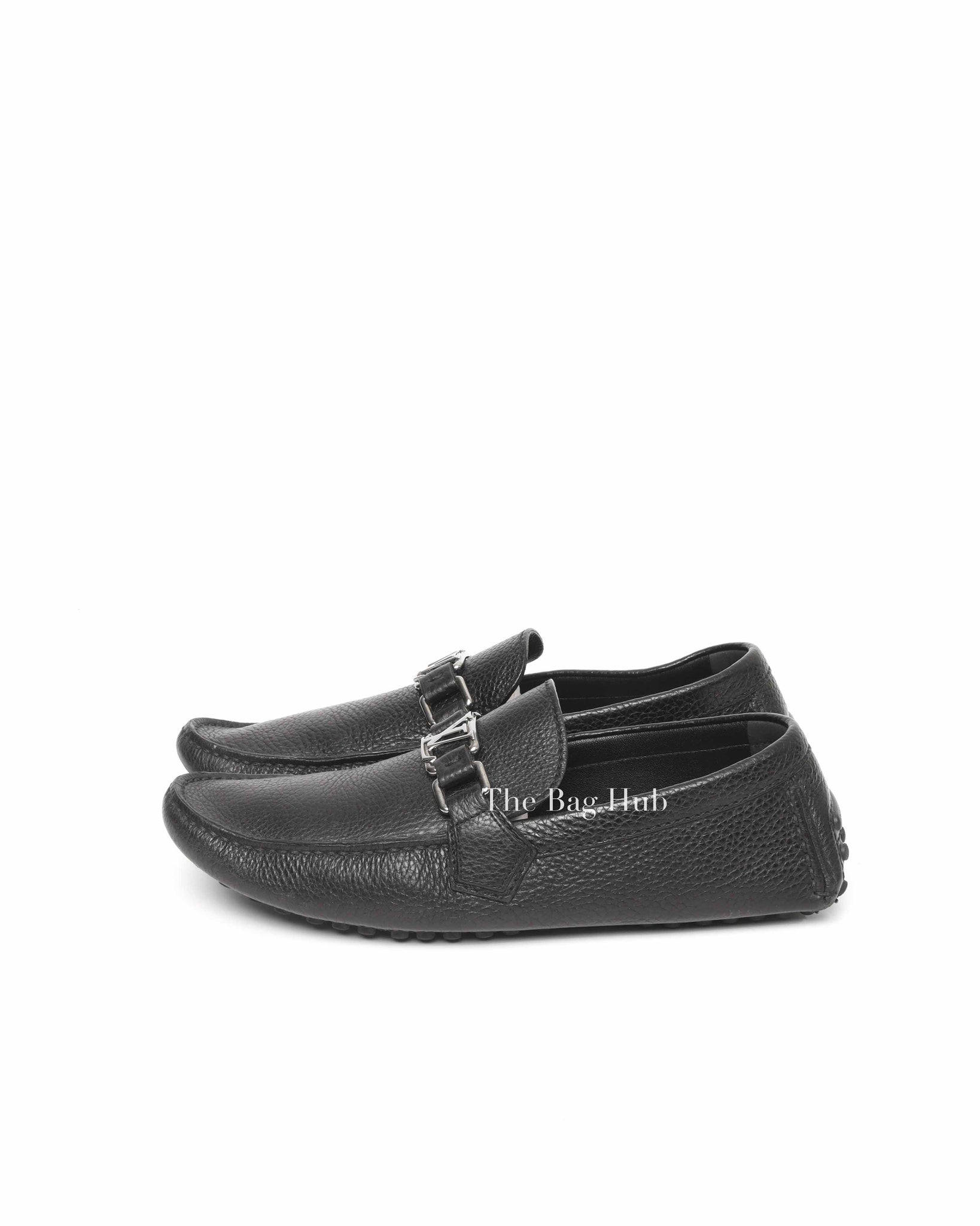 Louis Vuitton Black Leather Hockenheim Slip On Loafers Size 6.5