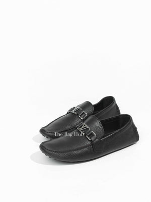 Louis Vuitton Black Leather Hockenheim Slip On Loafers Size 6.5