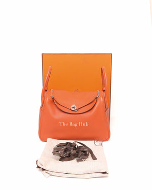 Hermes Orange Clemence Lindy 30 Bag PHW