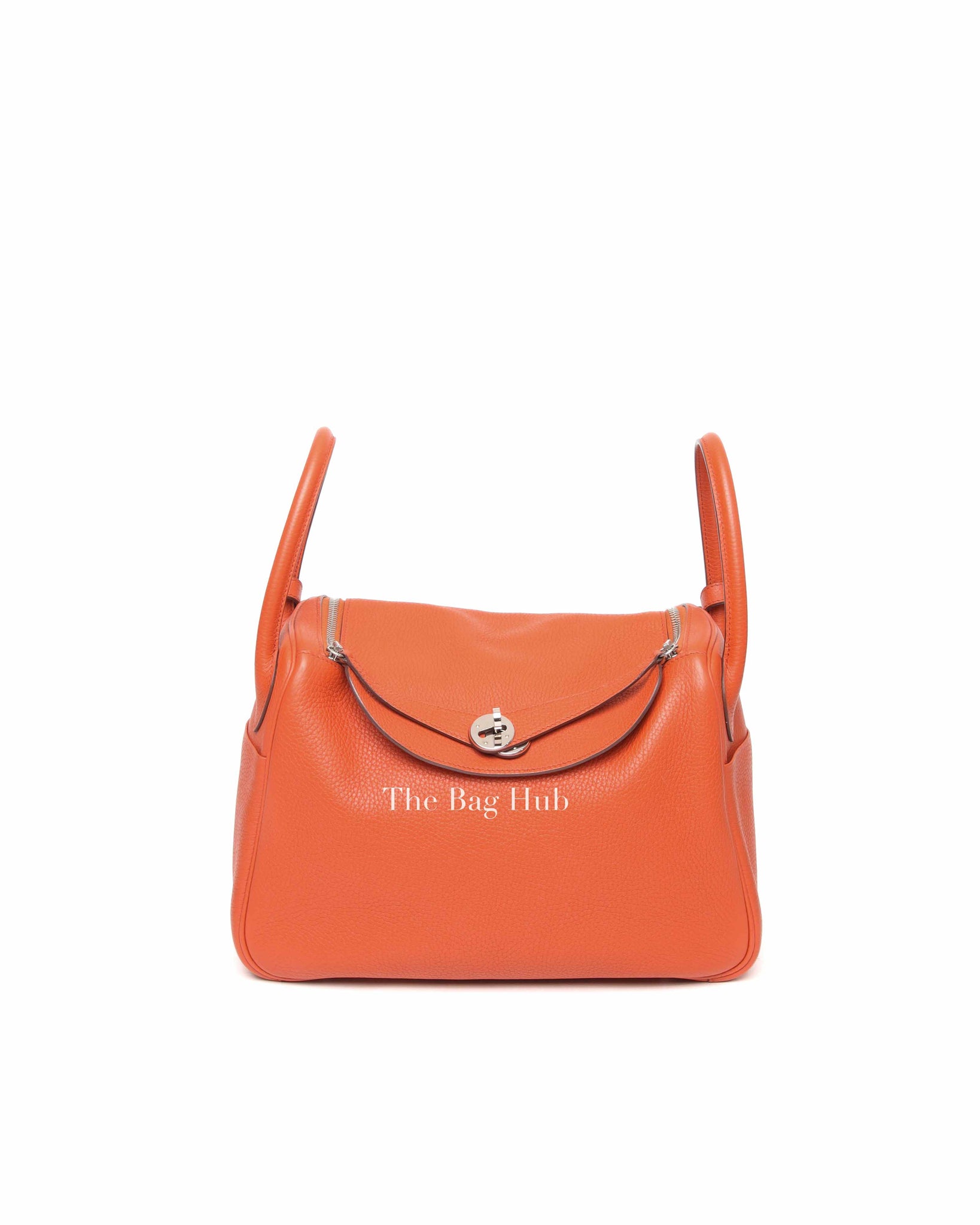 Hermes Orange Clemence Lindy 30 Bag PHW