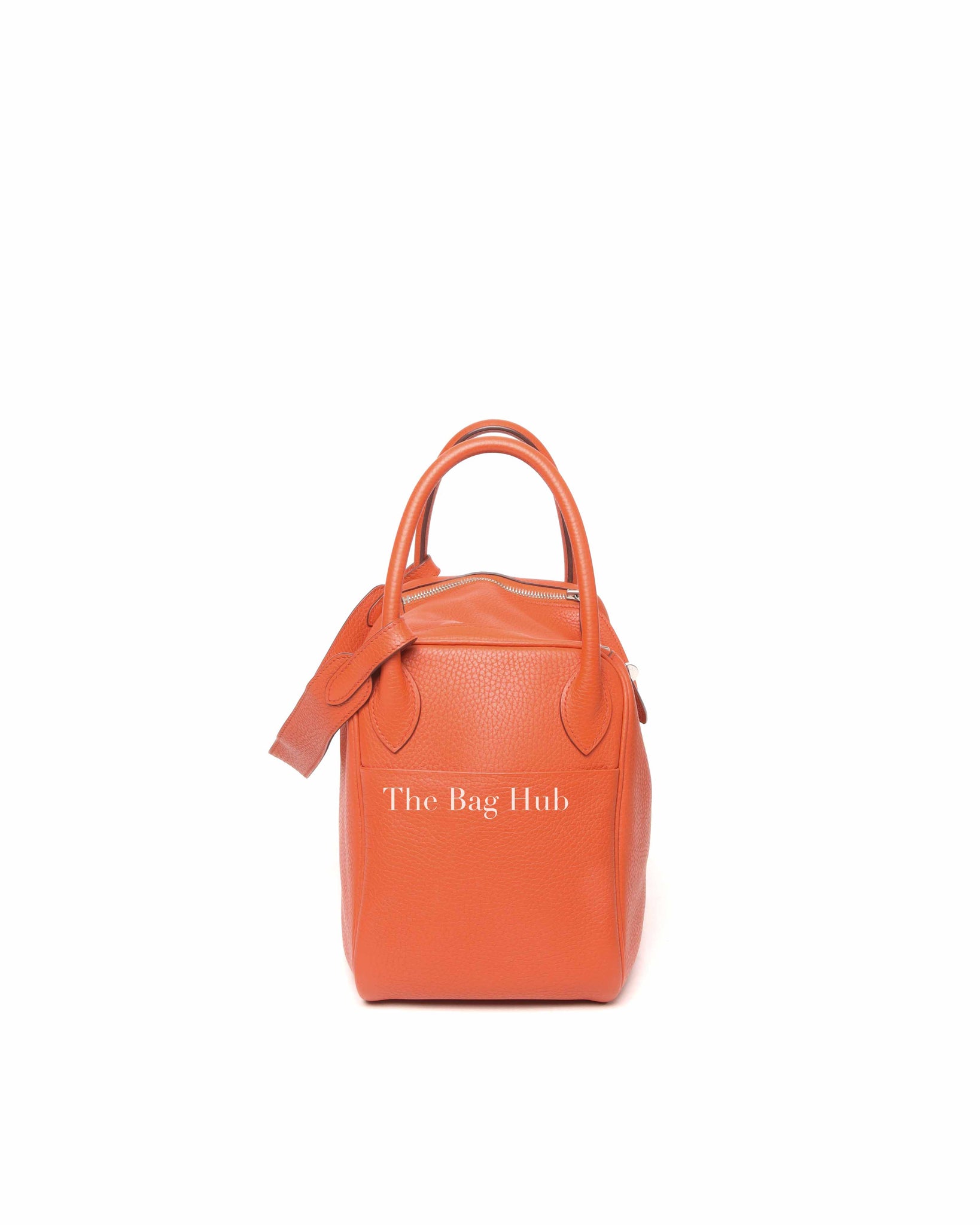 Hermes Orange Clemence Lindy 30 Bag PHW