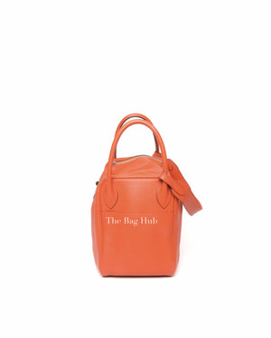 Hermes Orange Clemence Lindy 30 Bag PHW