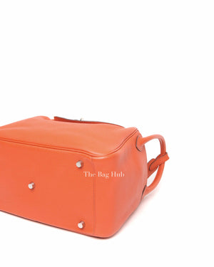 Hermes Orange Clemence Lindy 30 Bag PHW