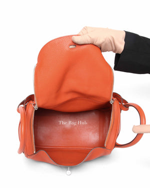 Hermes Orange Clemence Lindy 30 Bag PHW