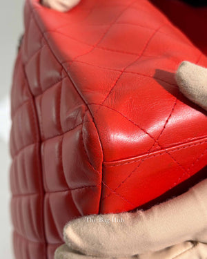 Chanel Red Lambskin Maxi Double Flap Bag SHW