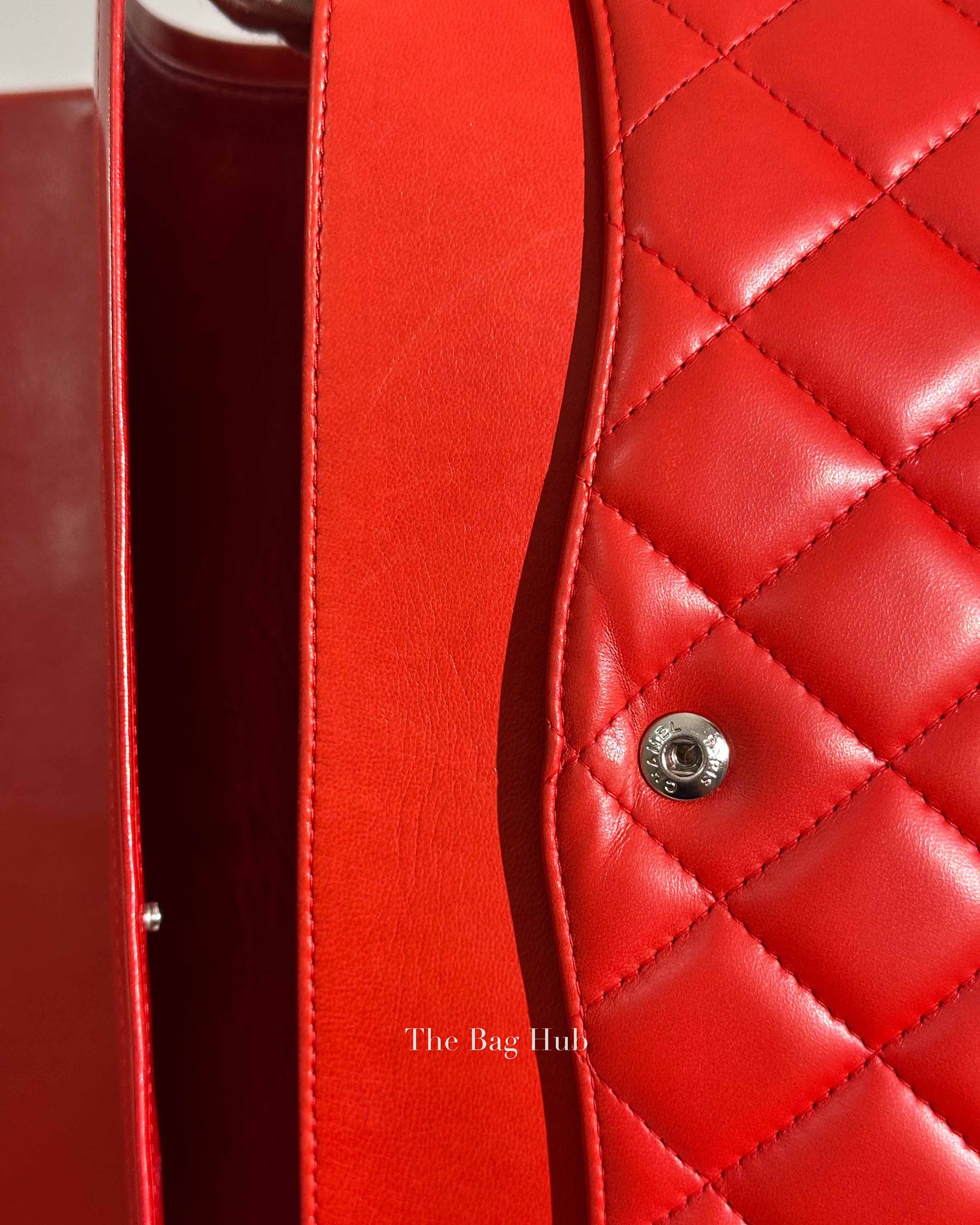 Chanel Red Lambskin Maxi Double Flap Bag SHW