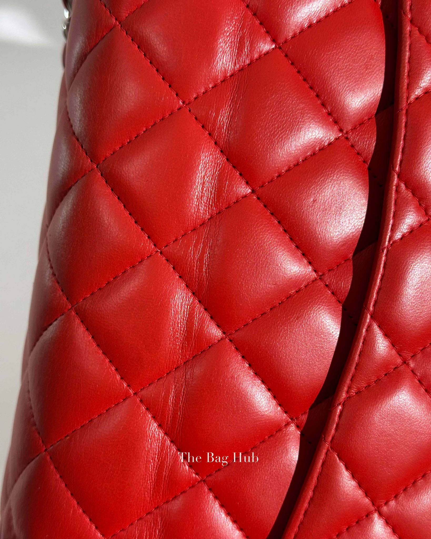 Chanel Red Lambskin Maxi Double Flap Bag SHW