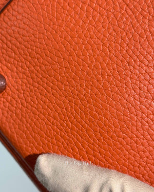 Hermes Orange Clemence Lindy 30 Bag PHW