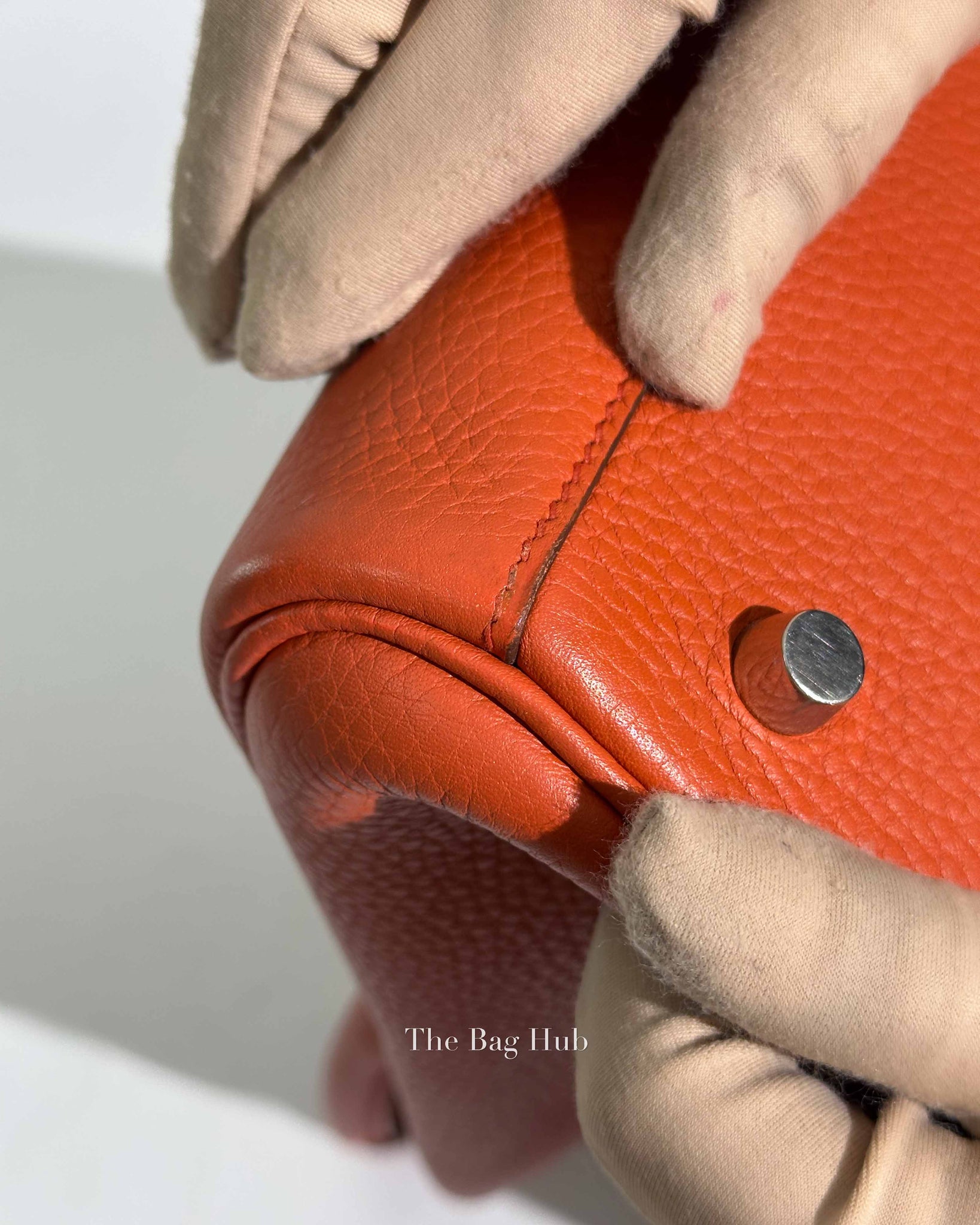 Hermes Orange Clemence Lindy 30 Bag PHW