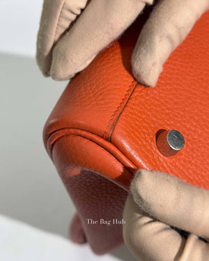 Hermes Orange Clemence Lindy 30 Bag PHW