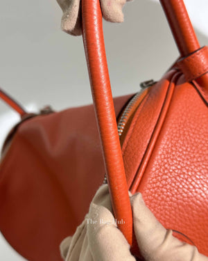 Hermes Orange Clemence Lindy 30 Bag PHW