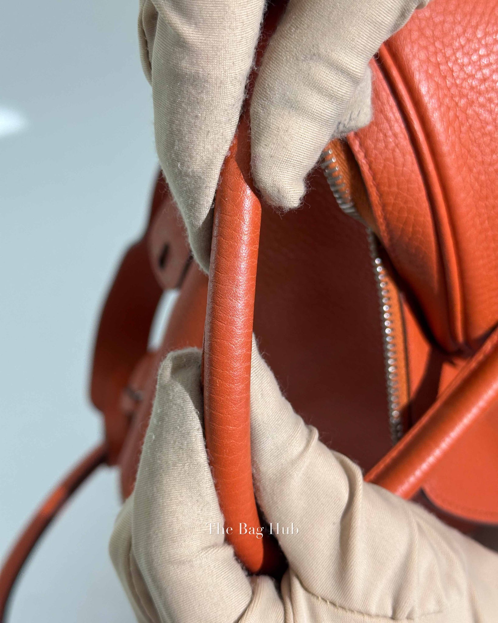 Hermes Orange Clemence Lindy 30 Bag PHW