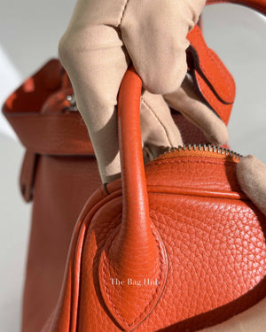 Hermes Orange Clemence Lindy 30 Bag PHW