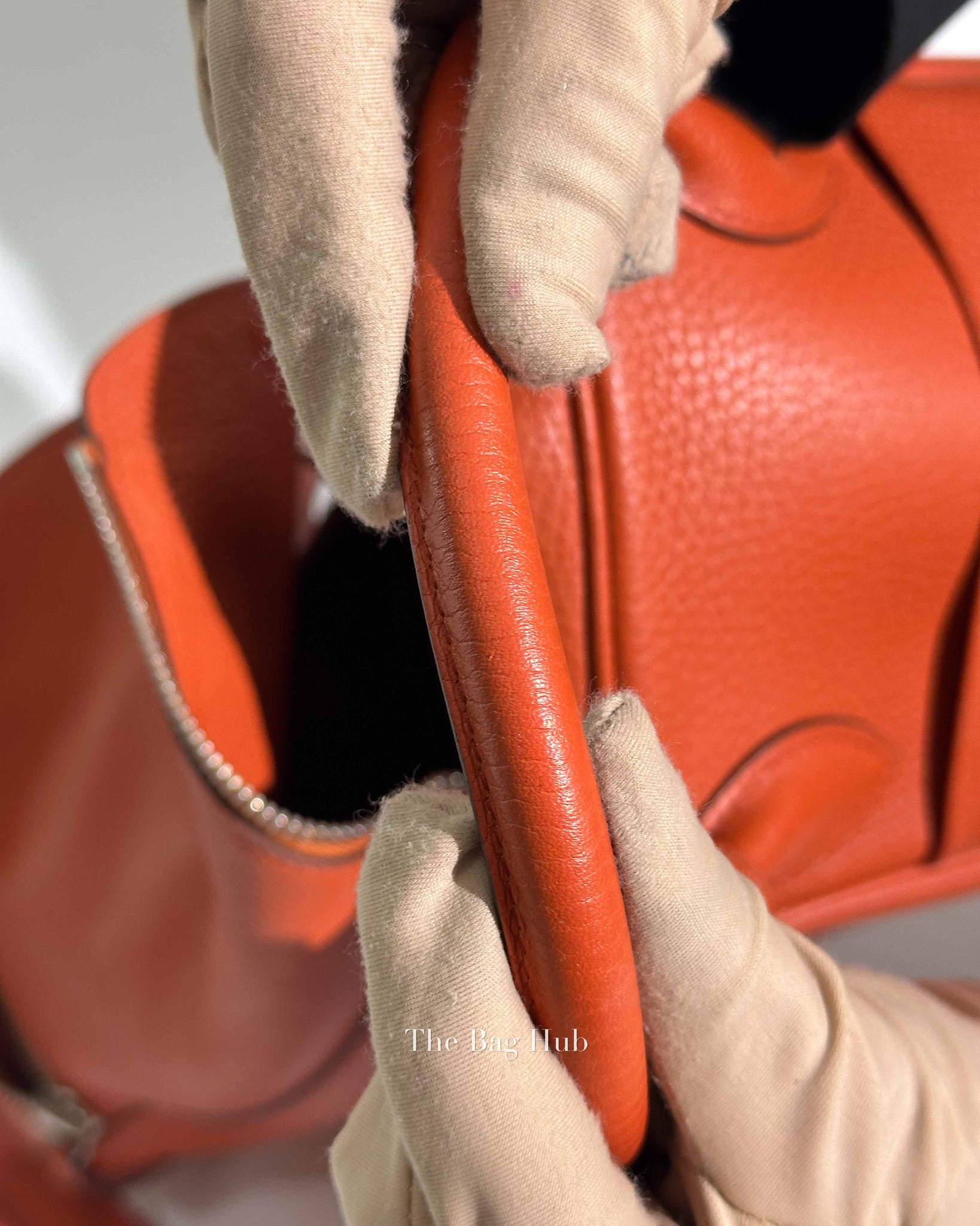 Hermes Orange Clemence Lindy 30 Bag PHW