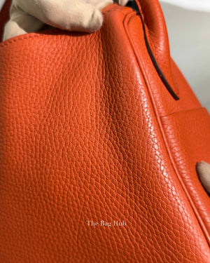 Hermes Orange Clemence Lindy 30 Bag PHW