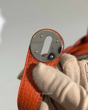 Hermes Orange Clemence Lindy 30 Bag PHW